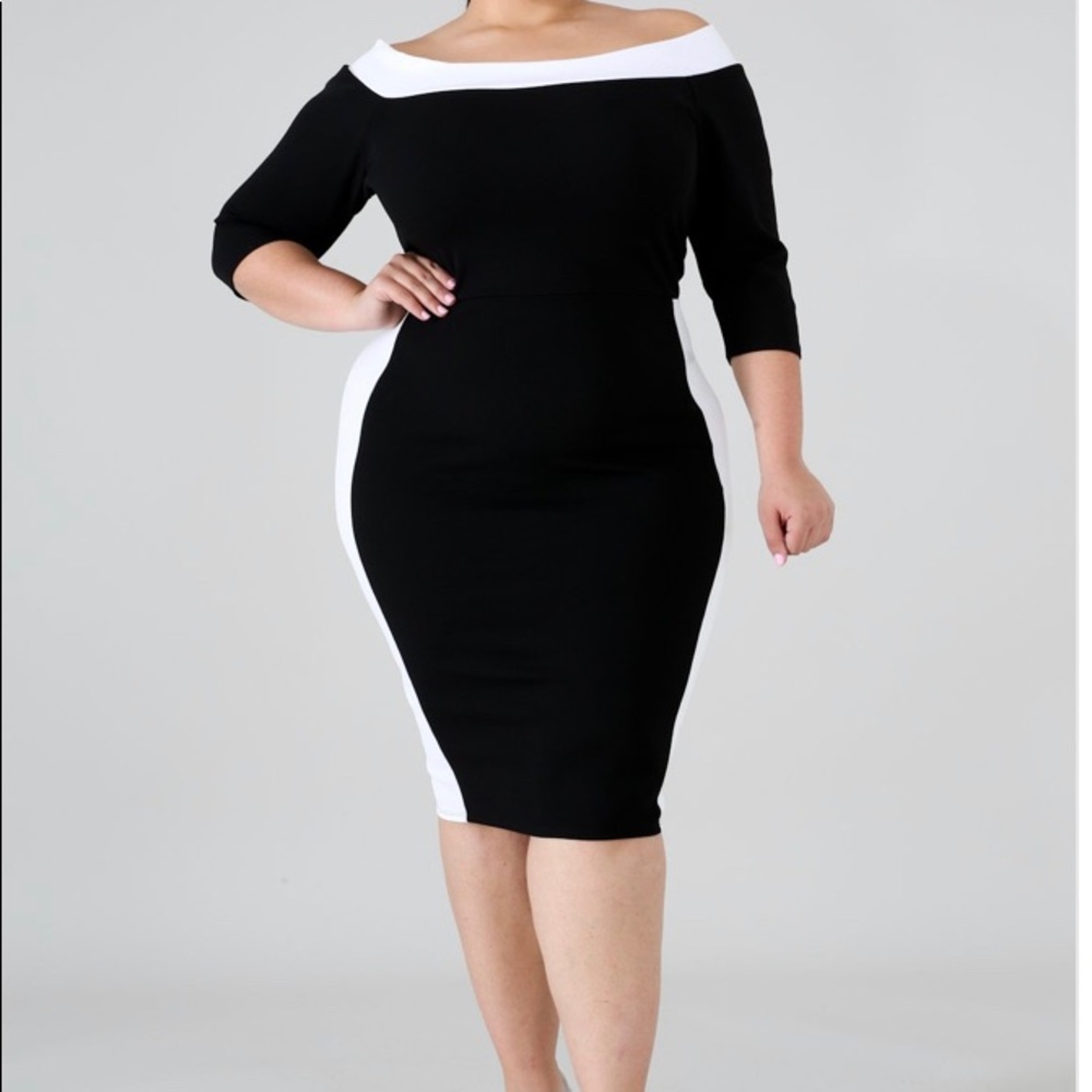 Plus size black/ white dress